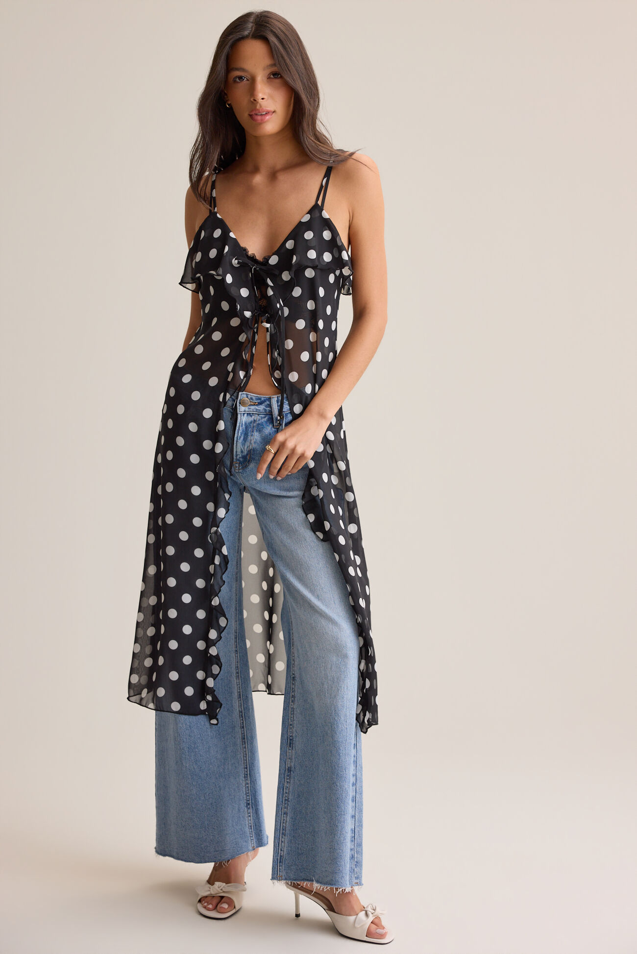 Cosette Tie Front Dot Kimono
