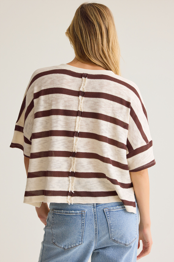Dylan Striped V-Neck Top Detail 3 - Altar'd State
