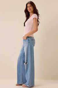 Shivani Striped Lace Trim Tee Detail 3 - Altar'd State