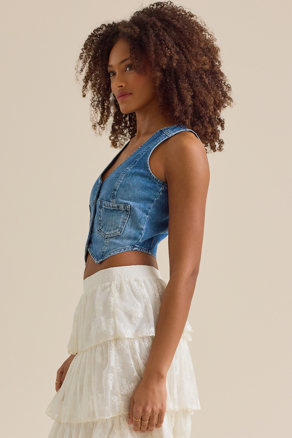 Florence Denim Vest Detail 4 - Altar'd State