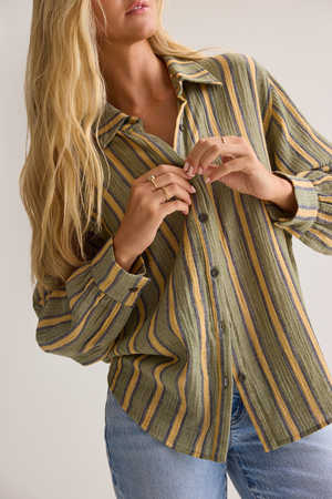 Vienna Striped Button Down Top - Altar'd State