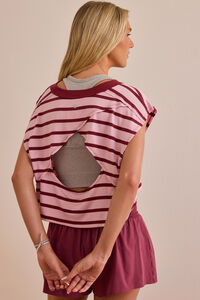 Podium Stripe Open Back Tee Detail 2 - Altar'd State