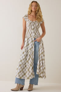 Delphine Plaid Kimono Detail 2 - Altar'd State