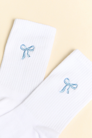 Bleu Bow Embroidered Crew Socks - Altar'd State