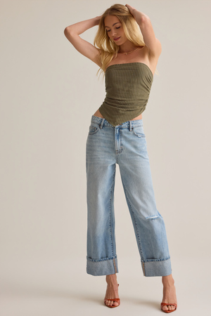 Augusta High Rise Roll Cuff Jeans - Altar'd State - 