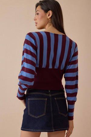 Hollands Striped Off Shoulder Sweater - Altar'd State - 