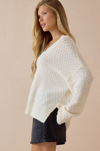 Eloise Oversized Pointelle Tunic Sweater Detail 3 - Altar'd State