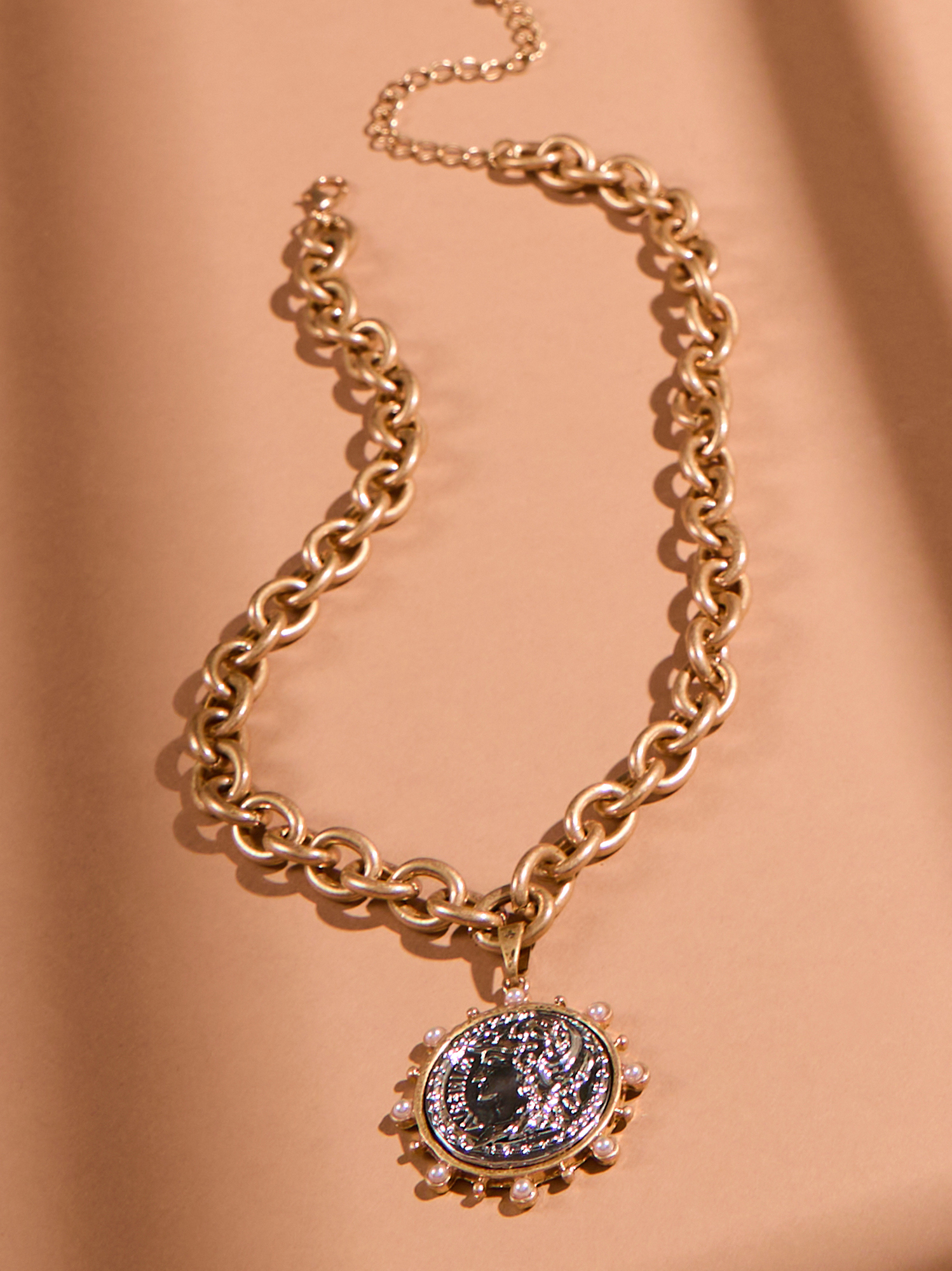 Chunky Coin Necklace in Mixed Metal | Altar'd State