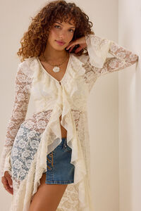 Carys Lace Chiffon Ruffle Kimono Detail 2 - Altar'd State