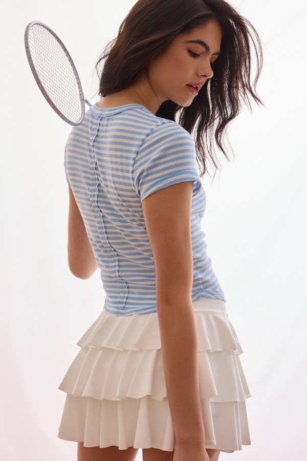 Balanced Stripe Baby Tee Detail 2 - Altar'd State