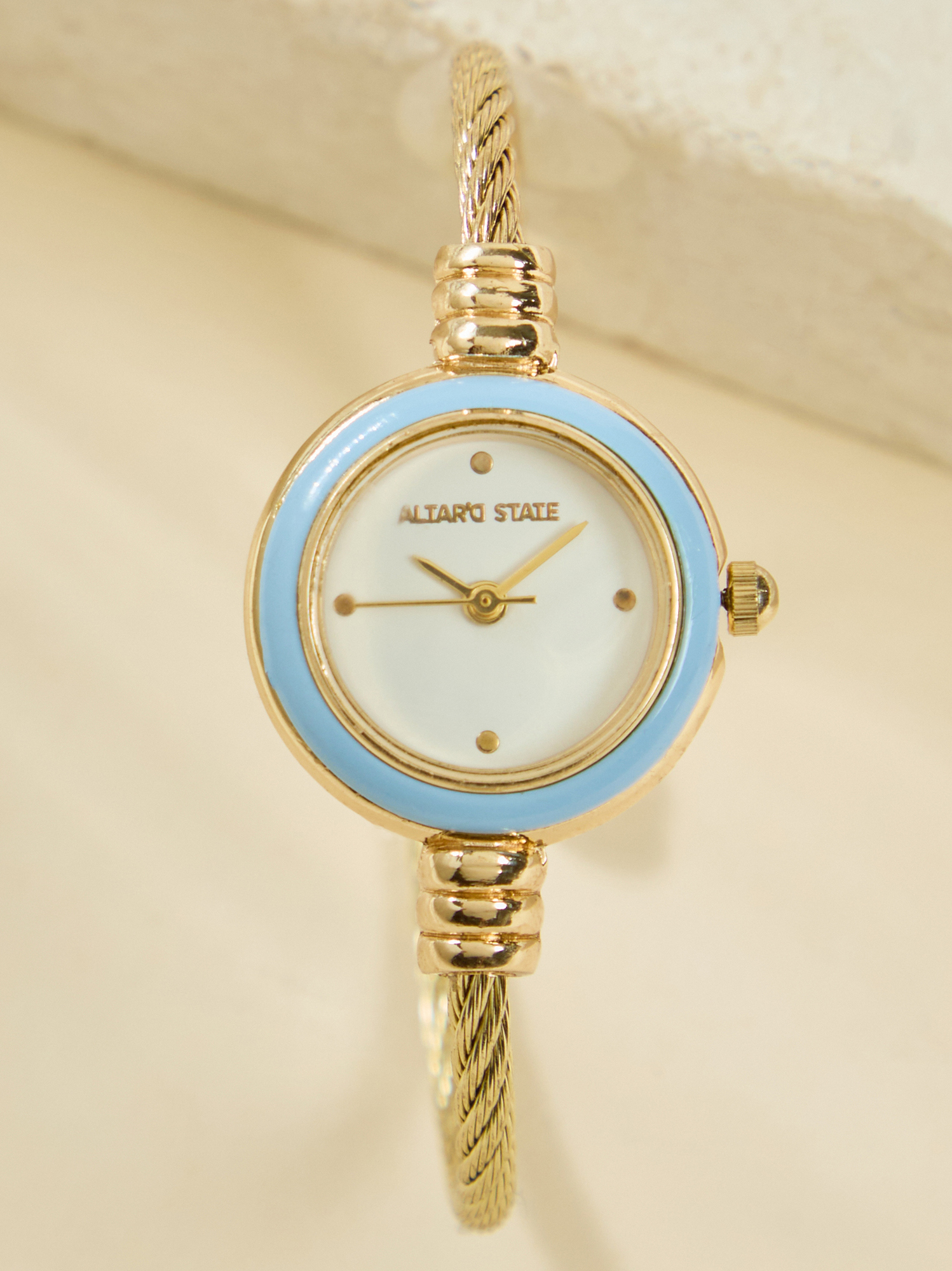 Pearl Gold-ToneDual Dial  Bracelet Watch with Blue and Cream Enamel Accents. david_tide.jpg main image 2