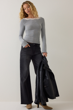 Opal Lace Trim Long Sleeve Top - Altar'd State - 