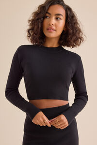 Phoebe Mock Neck Crop Top in Black | Altar'd State