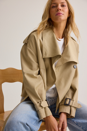Elowen Cropped Trench Jacket - Altar'd State - 