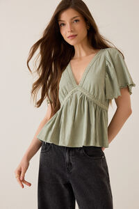 Nia Crochet Babydoll Tee Detail 3 - Altar'd State