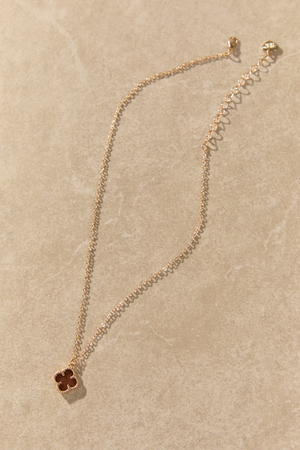 Dainty Brown Clover Necklace - Altar'd State - 
