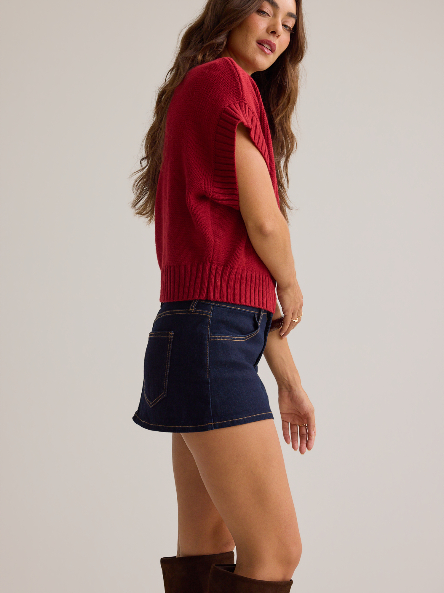 Thalia Mock Neck Sweater in Red | AS Revival
