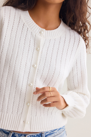 Beatrix Ribbed Balloon-Sleeve Cardigan - Altar'd State - 