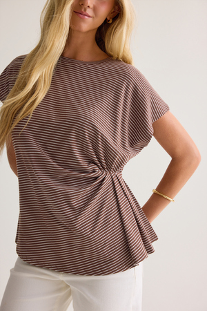 Mason Striped Cinched Waist Shirt - Altar'd State - 