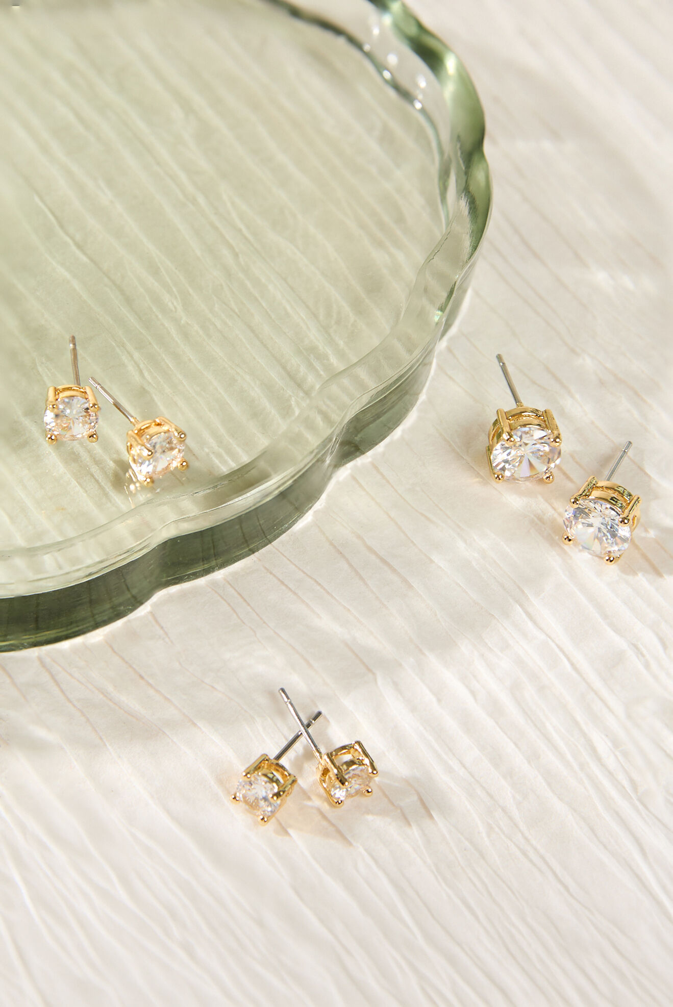 Aria 18K Gold Stud 3 Pack Earring Set