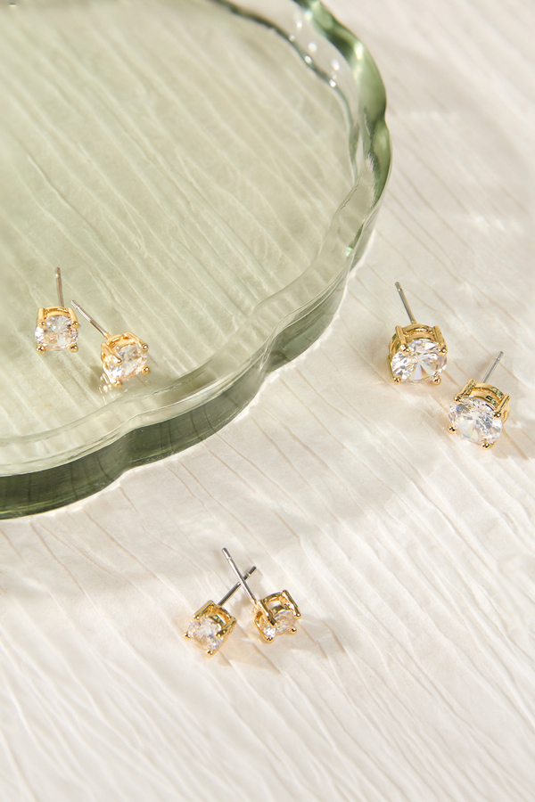 Aria 18K Gold Stud 3 Pack Earring Set - Altar'd State