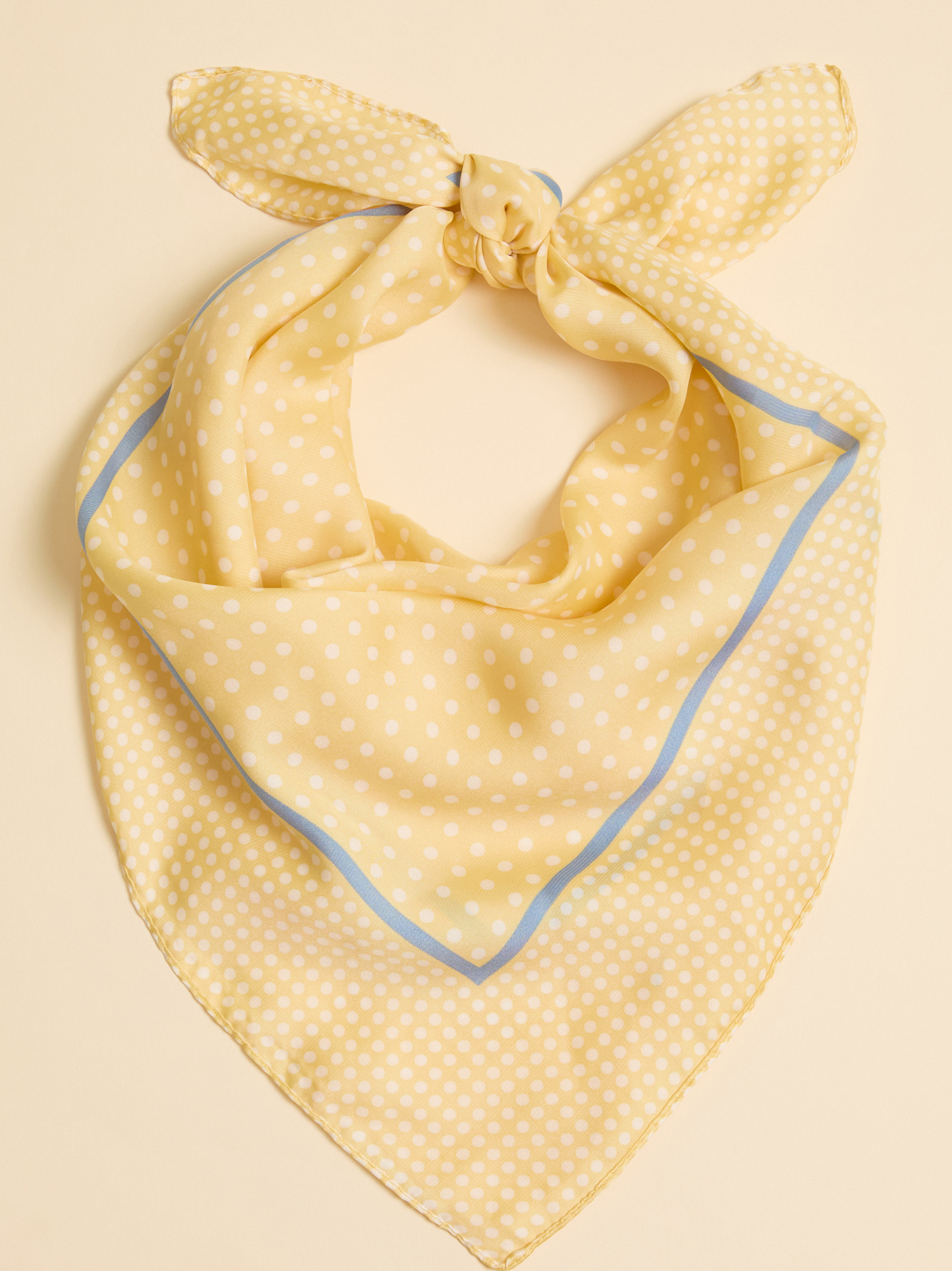 Yellow dot Silk Scarf Vitamin D - yellow square silk scarf with geometric polka  main image 4