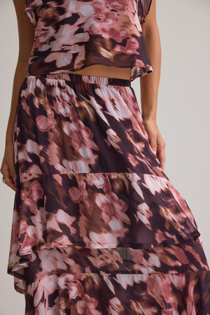 Jenna Ruffle Floral Midi Skirt - Altar'd State