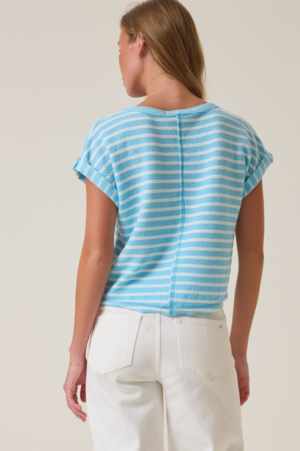Hattie Stripe Roll Sleeve Crew Detail 5 - Altar'd State