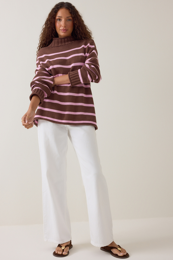 Carolyn Mock Neck Striped Sweater Detail 2 - Altar'd State