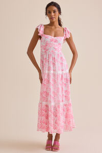 Wren Floral Maxi Dress in White & Pink | Altar'd State