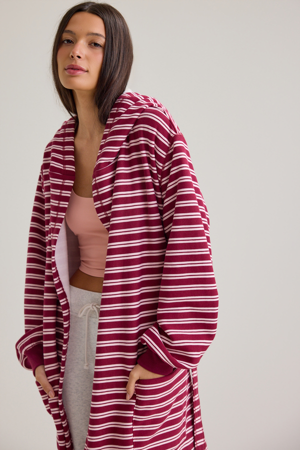 Dolores Stripe Hooded Robe Detail 2 - Altar'd State