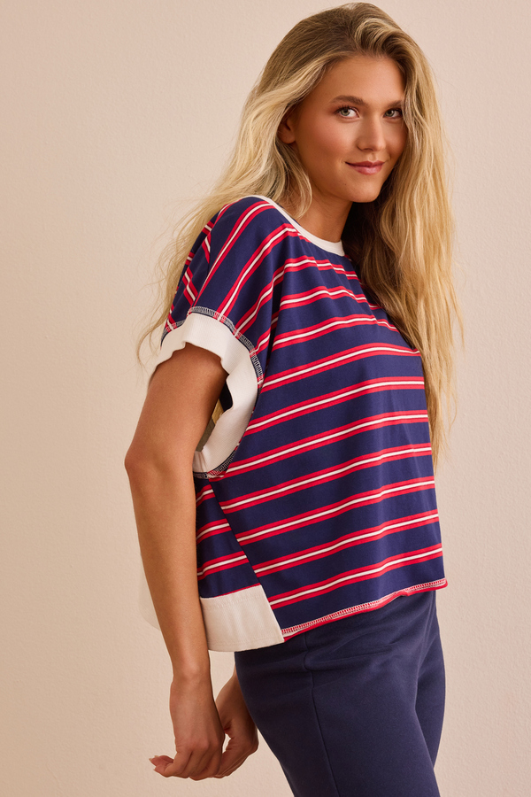 Sprint Stripe Tee Detail 5 - Altar'd State