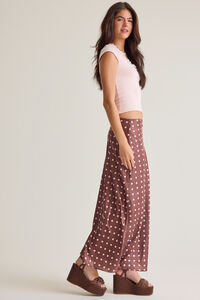 Rowan Polka Dot Satin Midi Skirt Detail 4 - Altar'd State