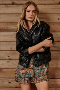 Mona Vegan Leather Bomber Jacket Detail 7 - Altar'd State