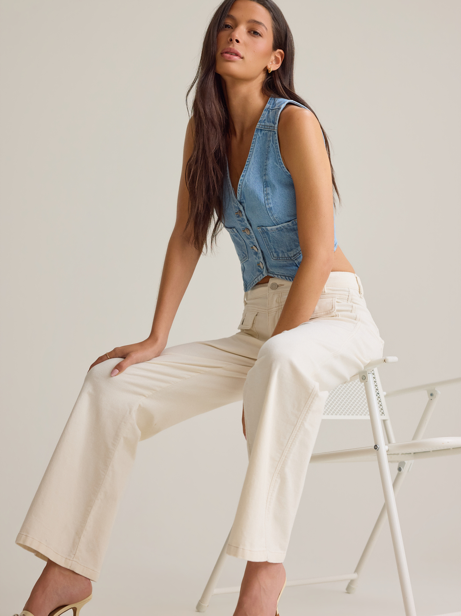 Harlee Denim Vest in Medium Wash | Altar'd State