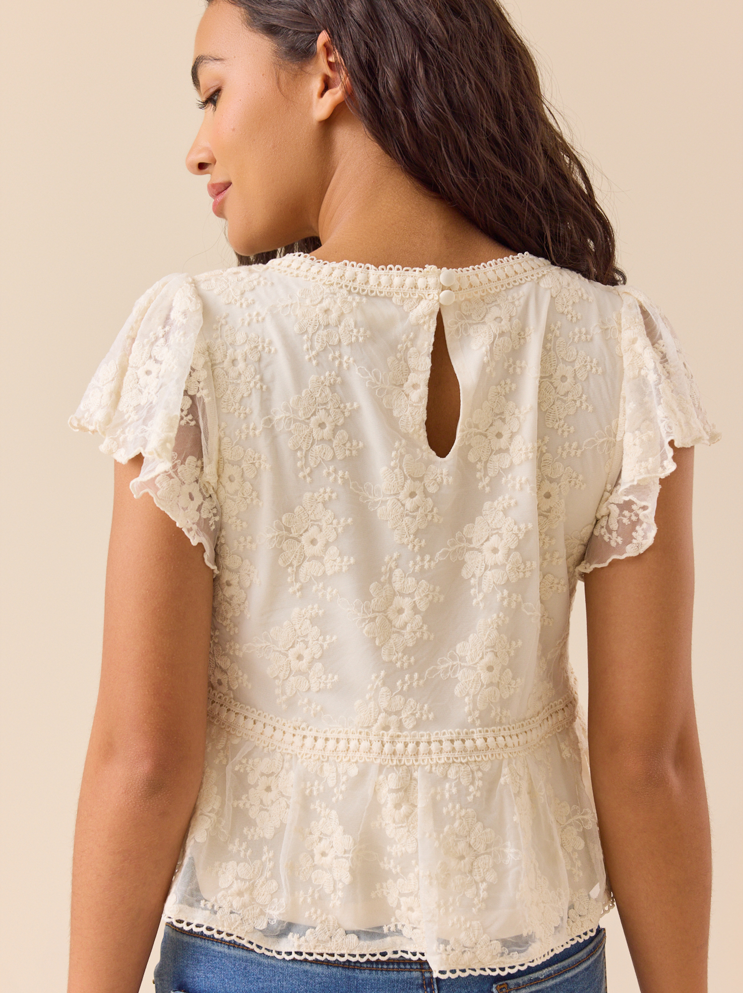 Libby Embroidered Babydoll Top in Cream | Altar'd State
