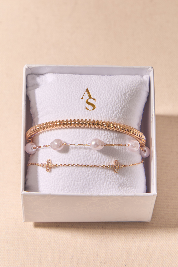 Pearl Cross Bracelet Set - Altar'd State