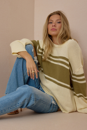 Nala Oversized Stripe Sweater - Altar'd State - 