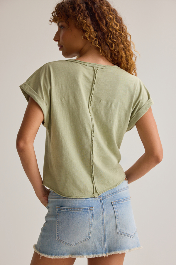 Demi Slub Roll Sleeve Tee Detail 6 - Altar'd State
