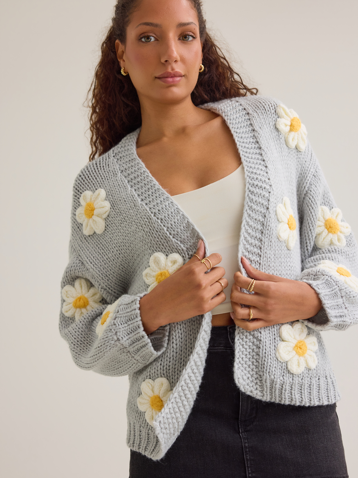 トップス 3D FLOWER LACE CARDIGAN Jennie 3D Flower Cardigan in Blue | Altar'd State
