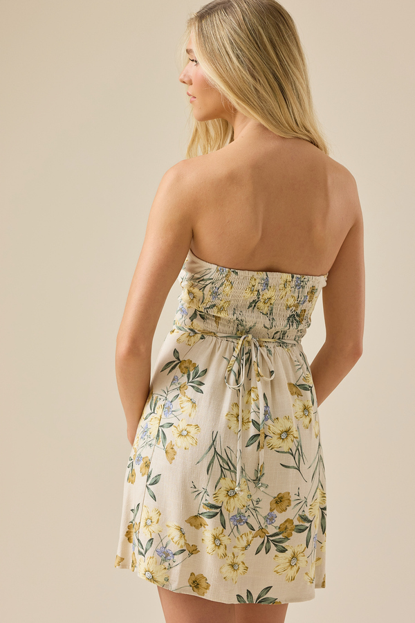 Liana Floral Mini Dress in Natural | Altar'd State