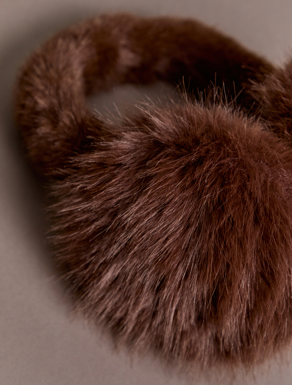 Chestnut Fur Ear Muffs Detail 2 - Altar'd State