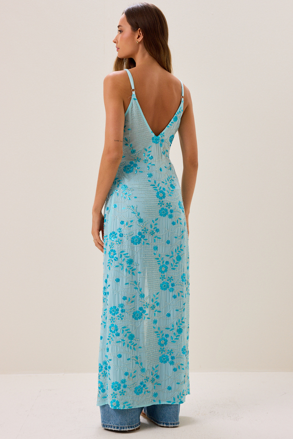 beaded kimono dress ESMERELDA SILK CHIFFON BEADED KIMONO