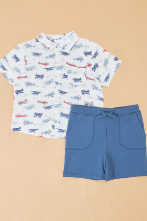 Vintage Planes Polo and Shorts Set - Altar'd State - 