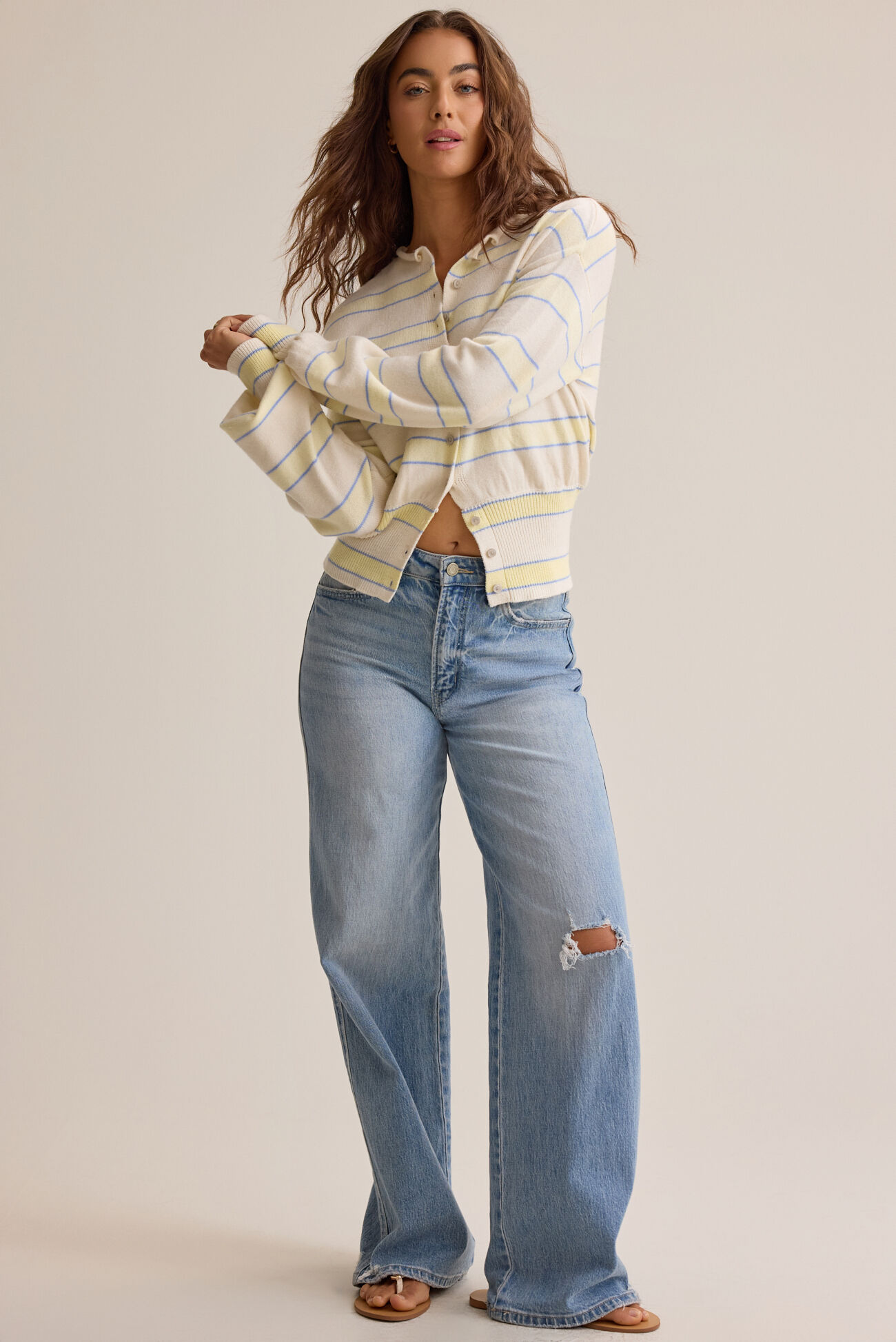 Ryder Stripe Banded Hem Cardigan