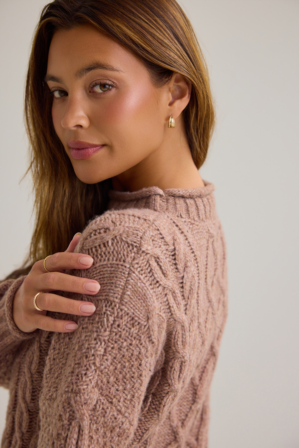Noel Oversized Cable Knit Sweater Detail 6 - Altar'd State