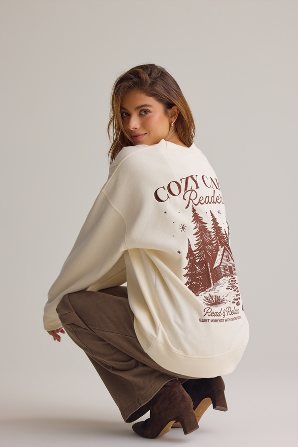 Cozy Cabin Readers Graphic Sweatshirt Detail 6 - Altar'd State