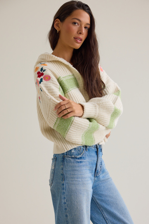 Lilyana Embroidered Hoodie Sweater - Altar'd State