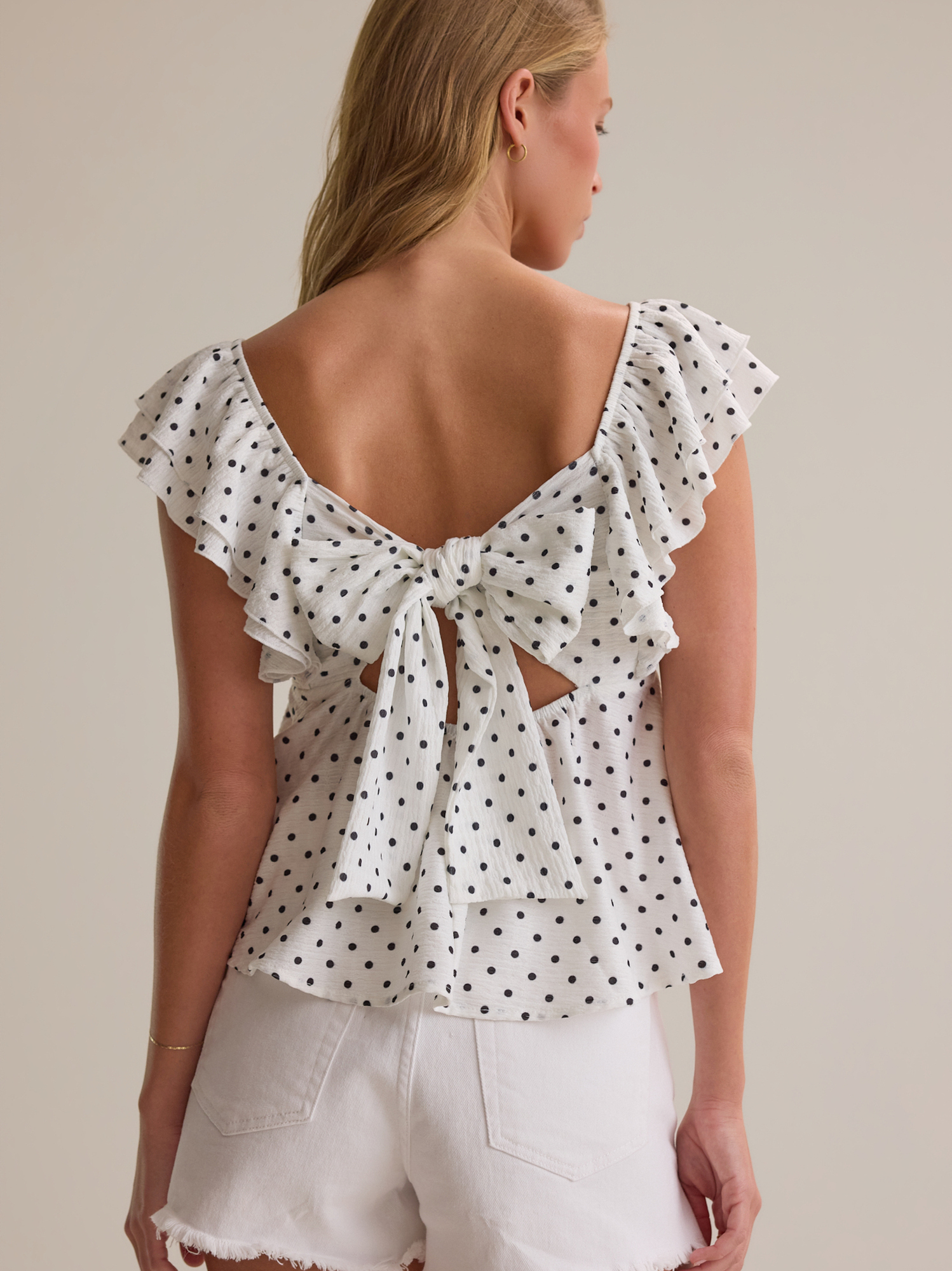 Morgan Polka Dot Top in Ivory & Black | Altar'd State