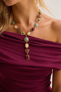 Multicolor Stone Link Y Necklace - Altar'd State
